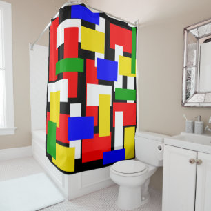 Rideaux De Douche Blocs rouge, jaune, noir, bleu et vert