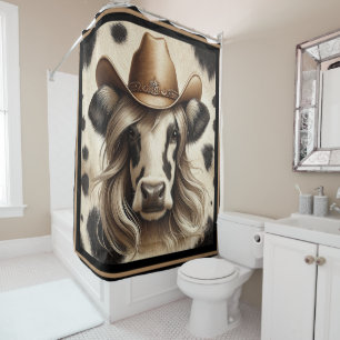 Rideaux De Douche Blonde Country Cow Girl Drôle