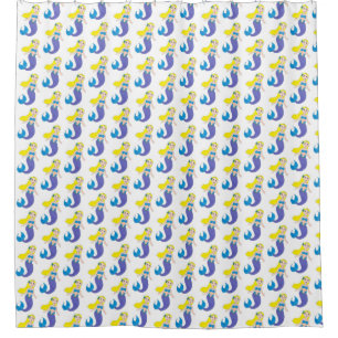 Rideaux De Douche Blonde nage Sirène fille pourpre Queue Océan Mer