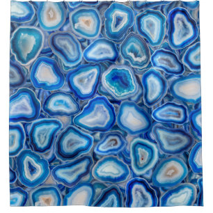 Rideaux De Douche Blue Agate Geodes cristaux motif