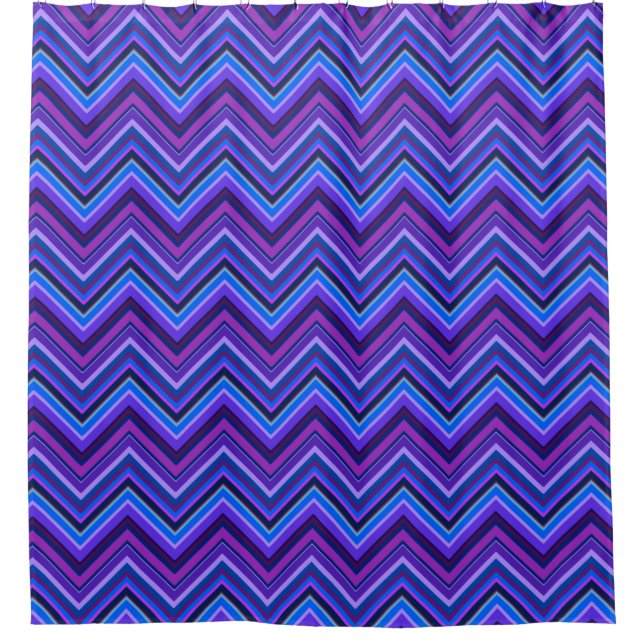 Rideaux De Douche Blue and purple zigzag (Devant)