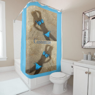 Rideaux De Douche Blue Bikini Beach Sand Thunder_Cove