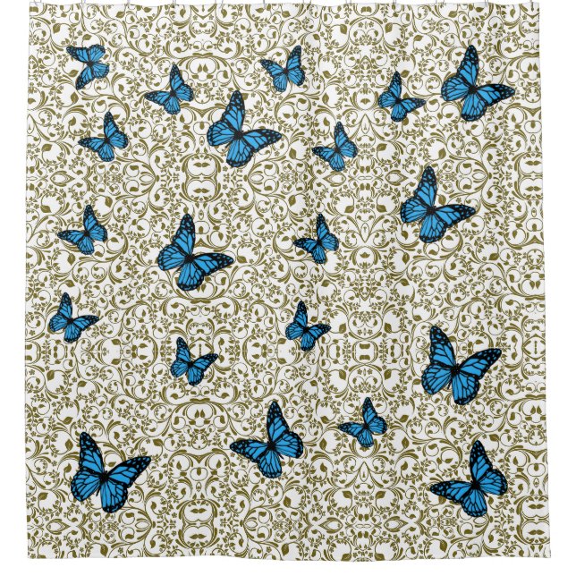 Rideaux De Douche Blue butterfly gold garden (Devant)