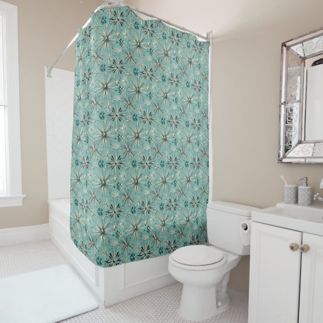 Rideaux De Douche Blue Diamonds Mid Century Modern Shower Curtain (En situation)