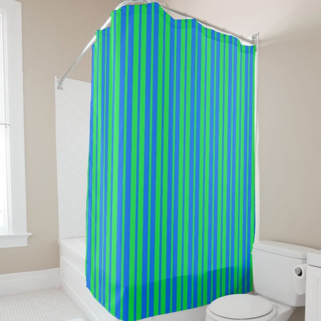 Rideaux De Douche Blue Green Stylish Stripes Pattern Design  (Créateur téléchargé)