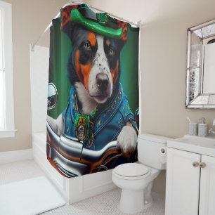 Rideaux De Douche Blue Heeler Chien Conduite Vélo St. Patrick's Day