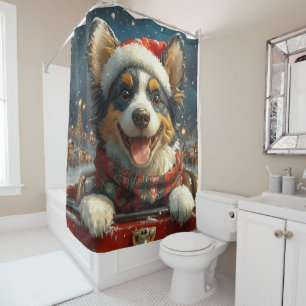 Rideaux De Douche Blue Heeler Dog Roller Dessous de verre Noël