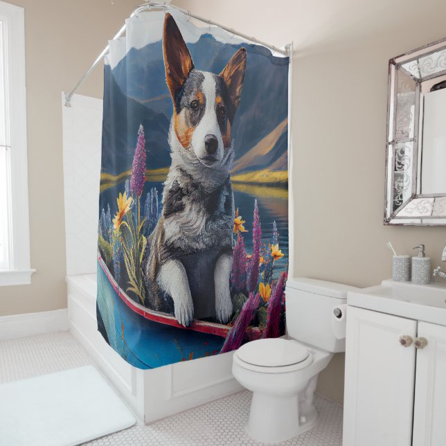 Rideaux De Douche Blue Heeler sur une pagaie : une aventure Pittores (En situation)