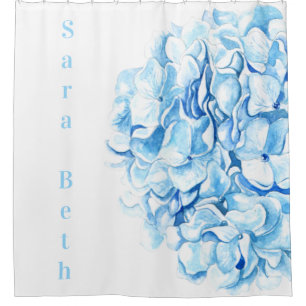 Rideaux De Douche Blue Hydrangea Moderne Aquarelle Chic