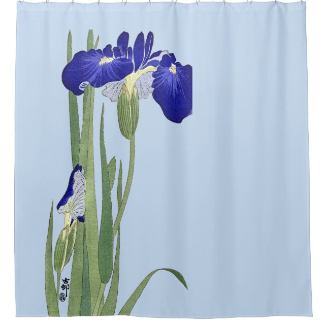 Rideaux De Douche Blue Irises par Ohara Koson (Devant)