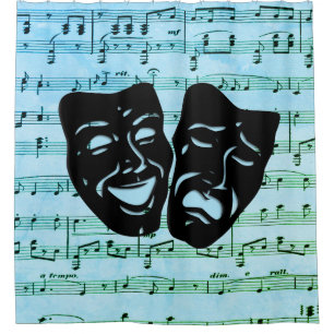 Rideaux De Douche Blue Music Art unit les masques de théâtre