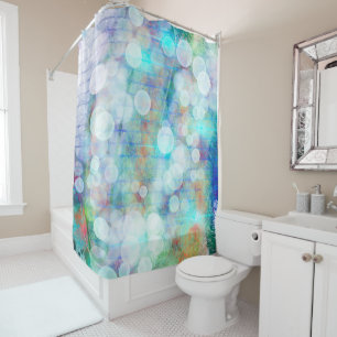 Rideaux De Douche Blue, Orange, Jaune, Blanc Abstrait Art Glass Co