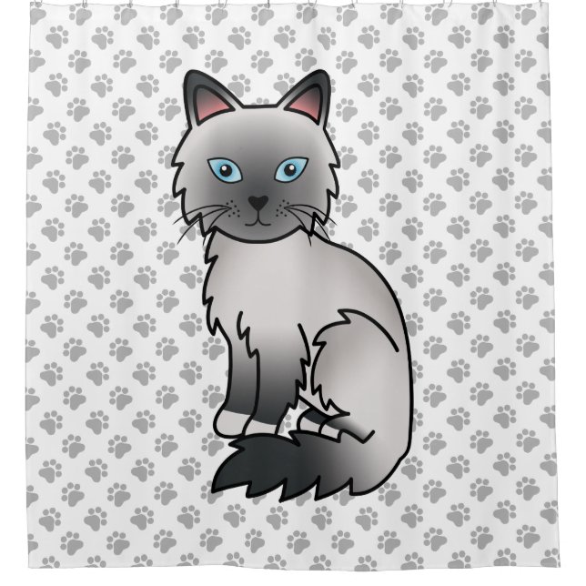 Rideaux De Douche Blue Point Birman / Ragdoll Chat & Pattes (Devant)