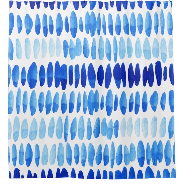 Rideaux De Douche Blue Raindrops : Aquarelle sans couleur Abstrait (Devant)