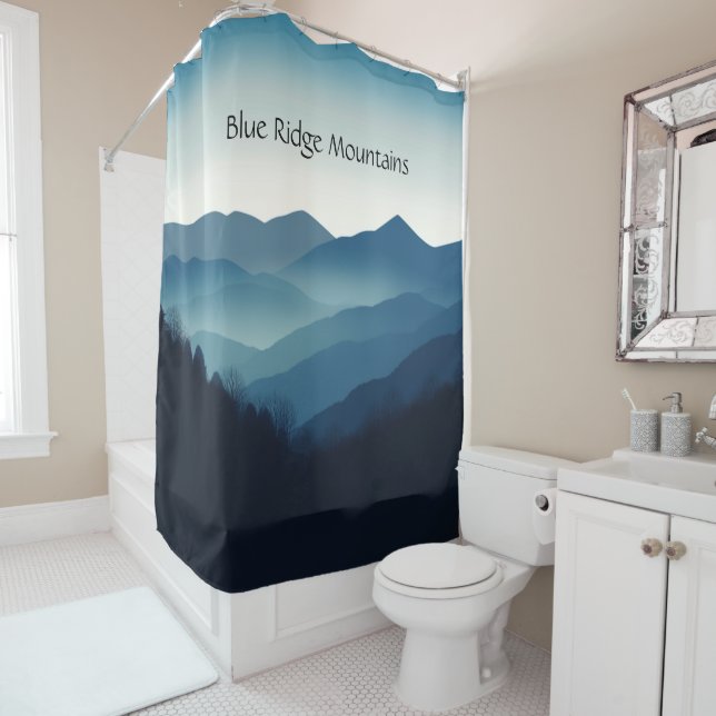 Rideaux De Douche Blue Ridge Mountains, personnalisable (En situation)