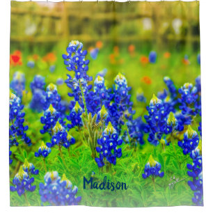 Rideaux De Douche Blue Texas Bluebonnets Floral Paintbrush Fleurs