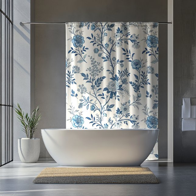 Rideaux De Douche Blue Vintage Floral Pattern (Créateur téléchargé)