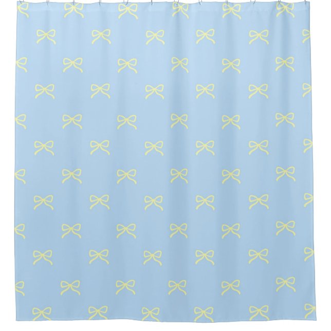 Rideaux De Douche Blue Yellow Pastel Bow Pattern Pretty Feminine (Devant)