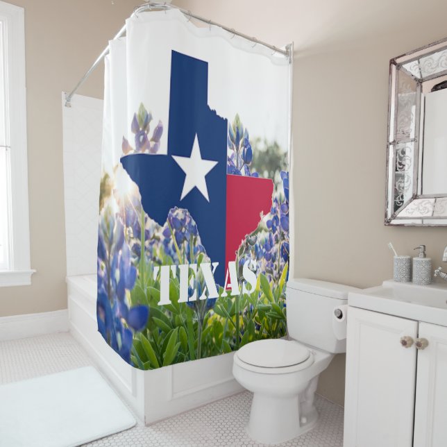 Rideaux De Douche Bluebonnets Blue Flowers Texas texan Floral (En situation)