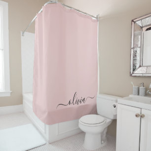 Rideaux De Douche Blush Dusty rose moderne Script Girl Monogramme No