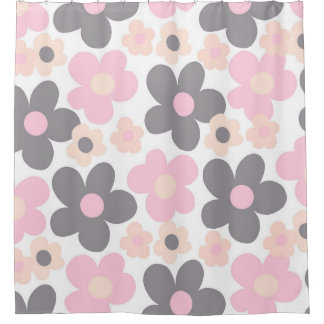 Rideaux De Douche Blush Rose Grey Daisers Retro Dream #1 #retro #art