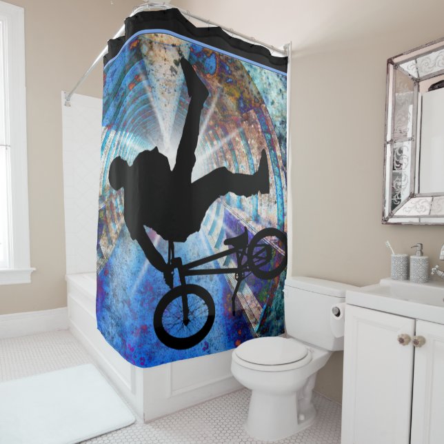Rideaux De Douche BMX dans le tunnel grunge (En situation)