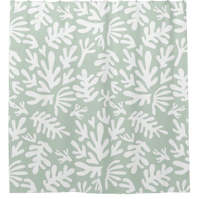 Rideaux De Douche Boho abstrait vert et blanc Motif moderne (Devant)