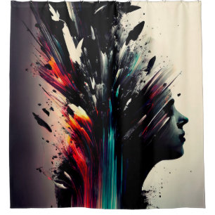 Rideaux De Douche Boho art abstrait avec visage de fille
