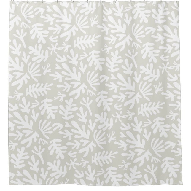 Rideaux De Douche Boho Beige Neutre Formes Botaniques Motif (Devant)
