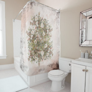 Rideaux De Douche Boho blanc affligé par cru s'est levé