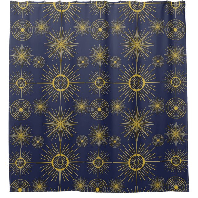 Rideaux De Douche Boho Celestial Sun Stars Motif bleu (Devant)