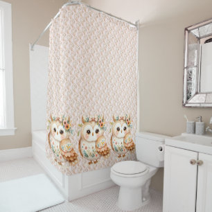 Rideaux De Douche Boho Cottagecore Owl Floral Farmcore Charme