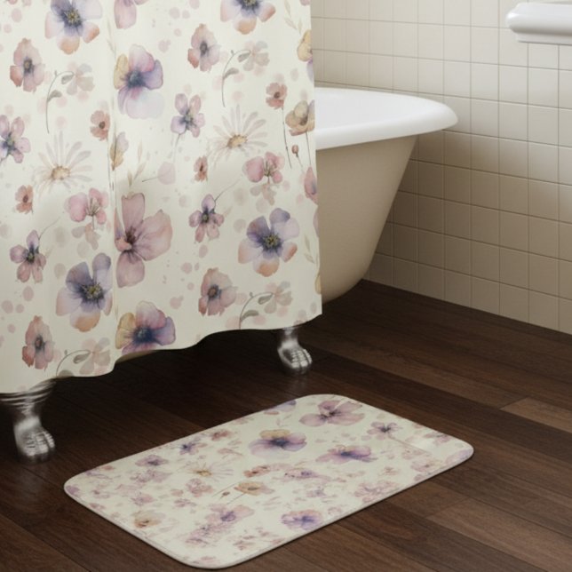 Rideaux De Douche Boho Cream Blush Watercolor Wildflower (Créateur téléchargé)