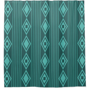 Rideaux De Douche Boho Diamonds Grandes Turquoises