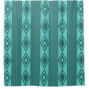 Rideaux De Douche Boho Diamonds Gris Turquoise