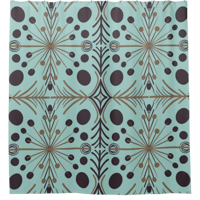 Rideaux De Douche Boho flèche géométrique Motif Turquoise (Devant)