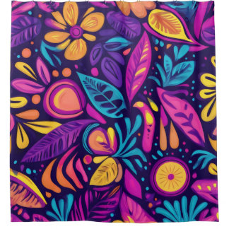 Rideaux De Douche Boho floral Abstrait coloré 15