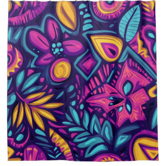 Rideaux De Douche Boho floral Abstrait coloré 8