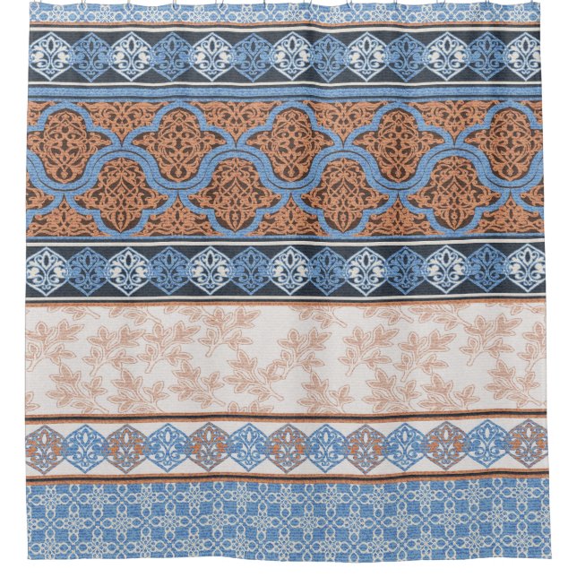 Rideaux De Douche Boho Floral Stripes : Ethnic Seamless Collection (Devant)