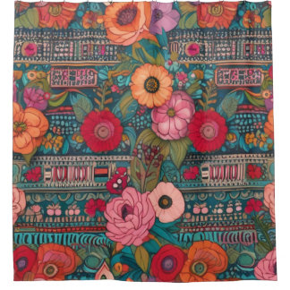 Rideaux De Douche Boho Floral Whimsical