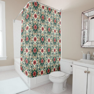 Rideaux De Douche Boho Flower Magic - dans les tons vert et rose