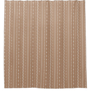 Rideaux De Douche Boho géométrique rayé chaud neutre tan