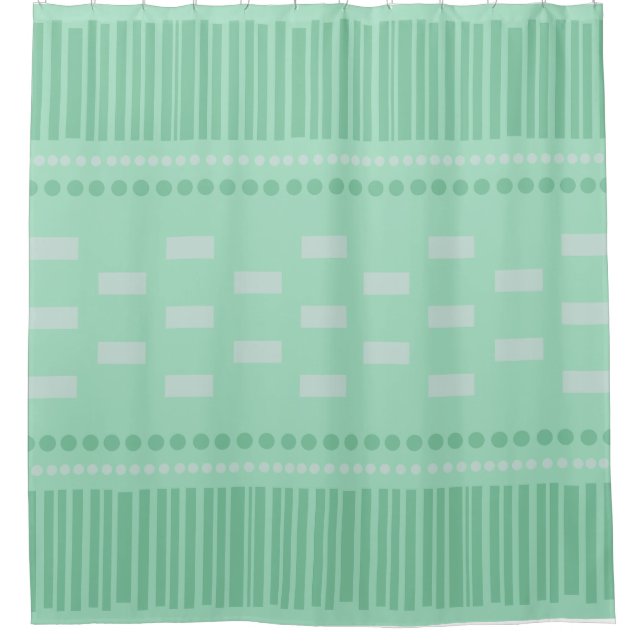 Rideaux De Douche Boho Lignes Scandinaves Points Mint Vert (Devant)