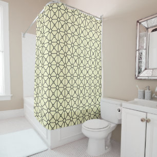 Rideaux De Douche Boho moderne Motif noir et jaune Rhombus