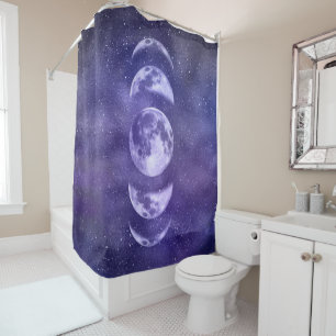 Rideaux De Douche Boho Moon Phases Space Motif céleste