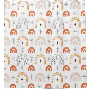 Rideaux De Douche Boho rétro arc-en-ciel art lune étoiles