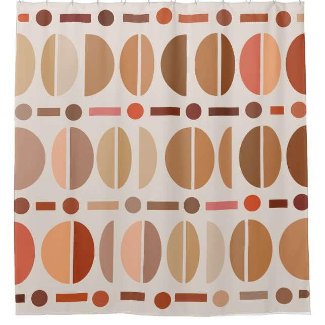 Rideaux De Douche Boho Retro Bowles Motifs Lumière Terre Tons (Devant)