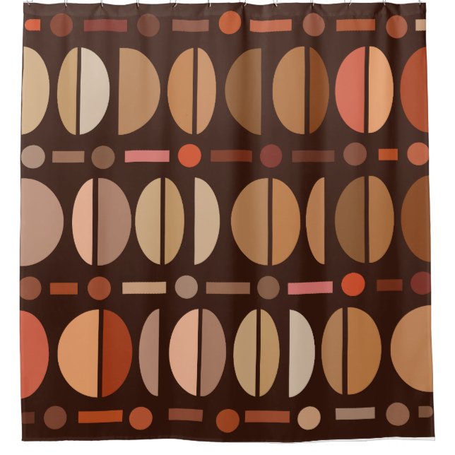 Rideaux De Douche Boho Retro Bowles Motifs Tons Sombres Terre (Devant)