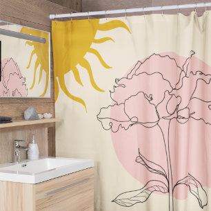 Rideaux De Douche Boho Rose Cercle Rose Et Soleil