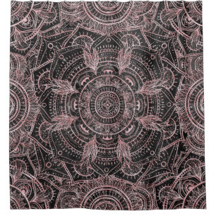Rideaux De Douche Boho Rose Gold Grey Mandala Design élégant